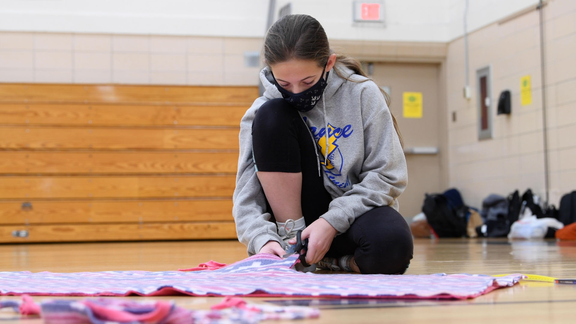 Fleece blanket assembly at Lance Middle School